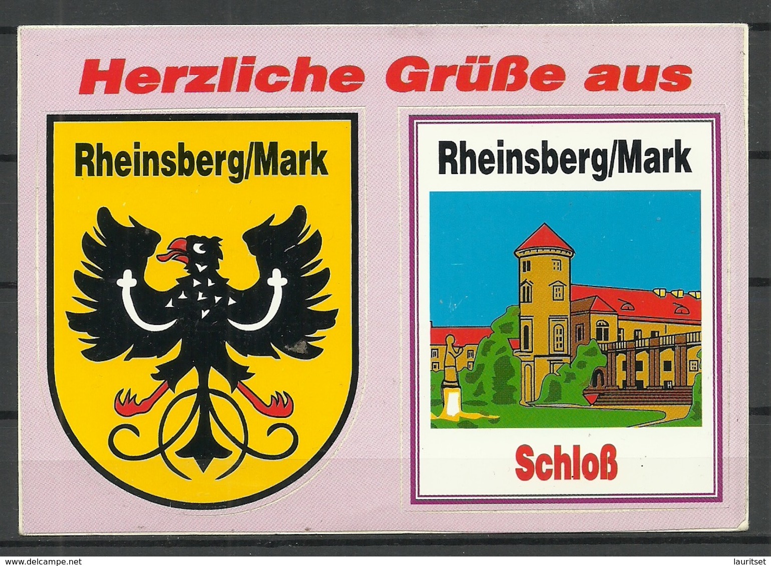 Deutschland Ansichtskarte - Aufkleber Rheinsberg / Mark, Gesendet, Mit Briefmarke - Rheinsberg