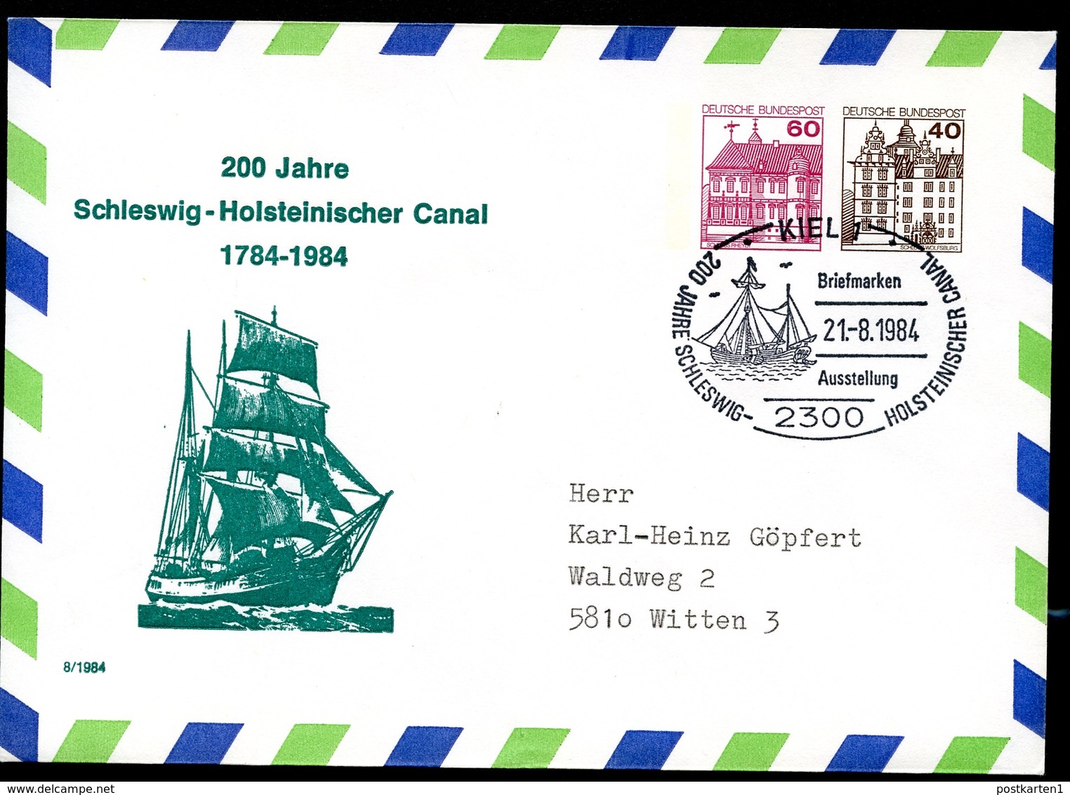 Bund PU192 C1/001 200 J. SCHLESWIG-HOLSTEINISCHER KANAL Sost. Kiel 1984 - Maritiem
