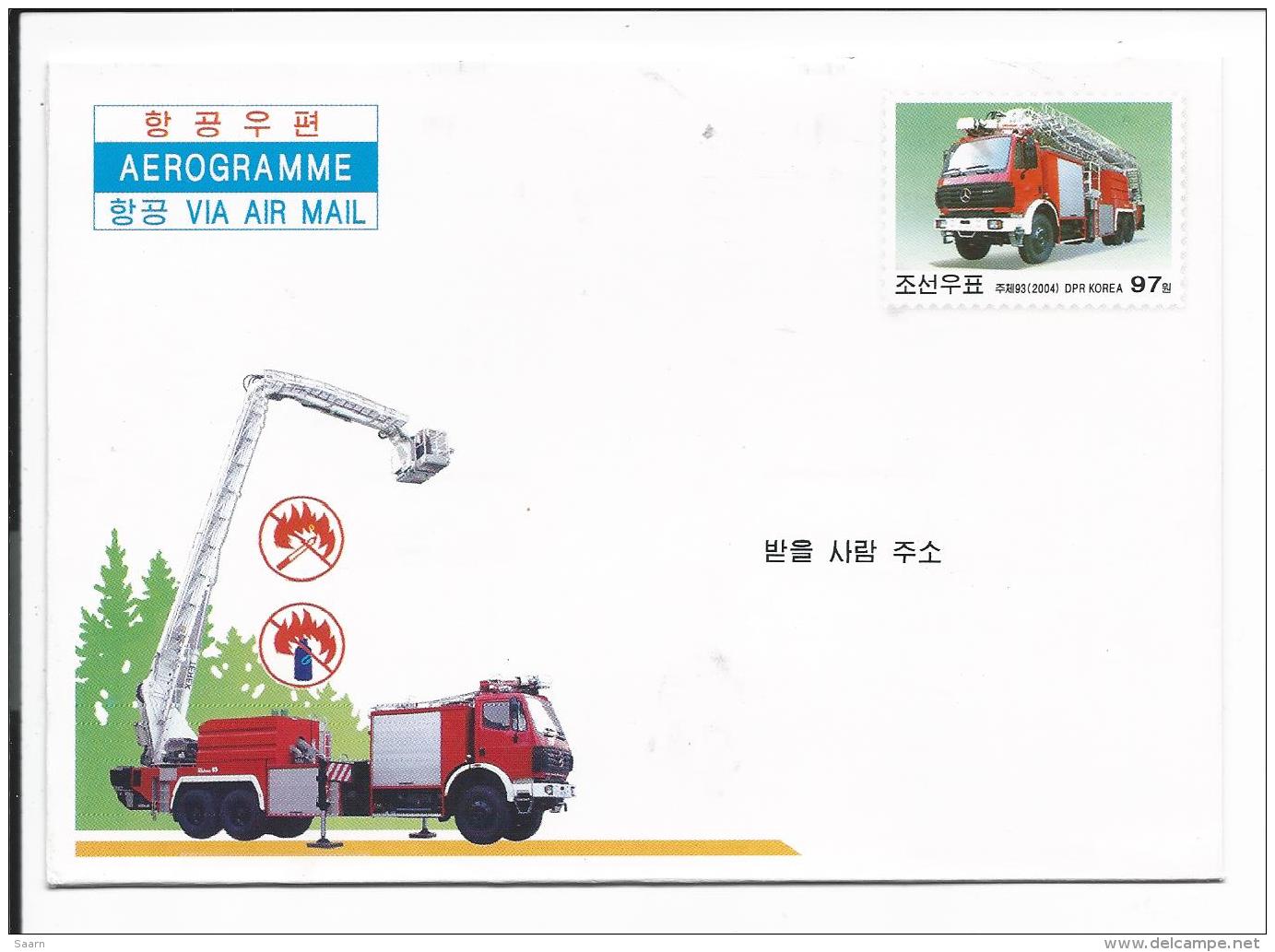 Nordkorea Motiv-Ganzsachen-Umschlag Feuerwehr, Waldbrand - Sonstige (Land)