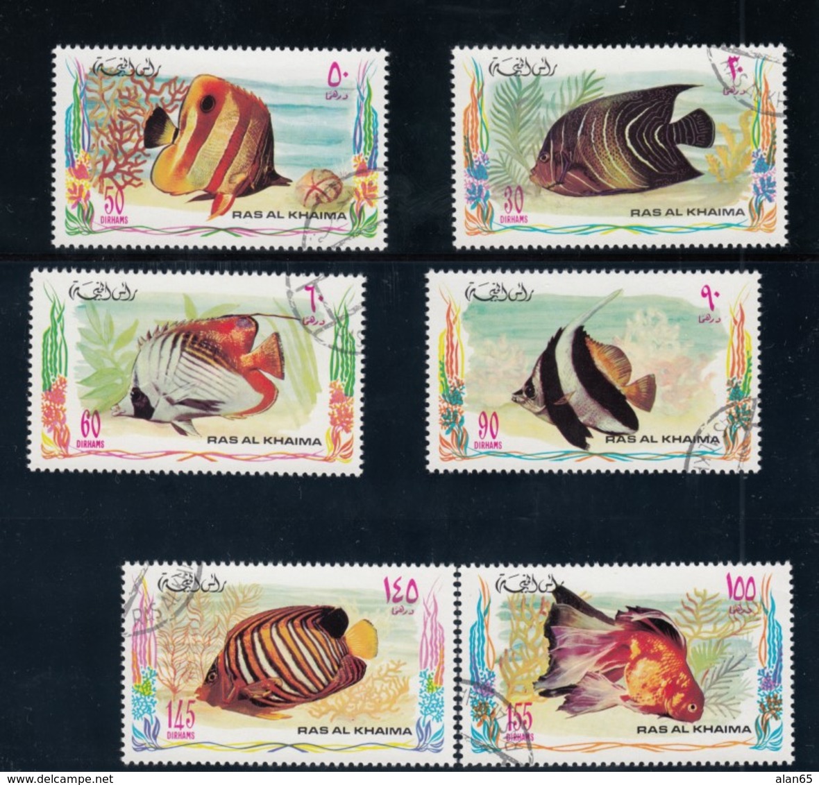 Ras Al-Khaimah Theme, Lot Of 6, 30- 50- 60- 90- 145- And 155dh 1972 Issue Stamps - Ras Al-Khaima