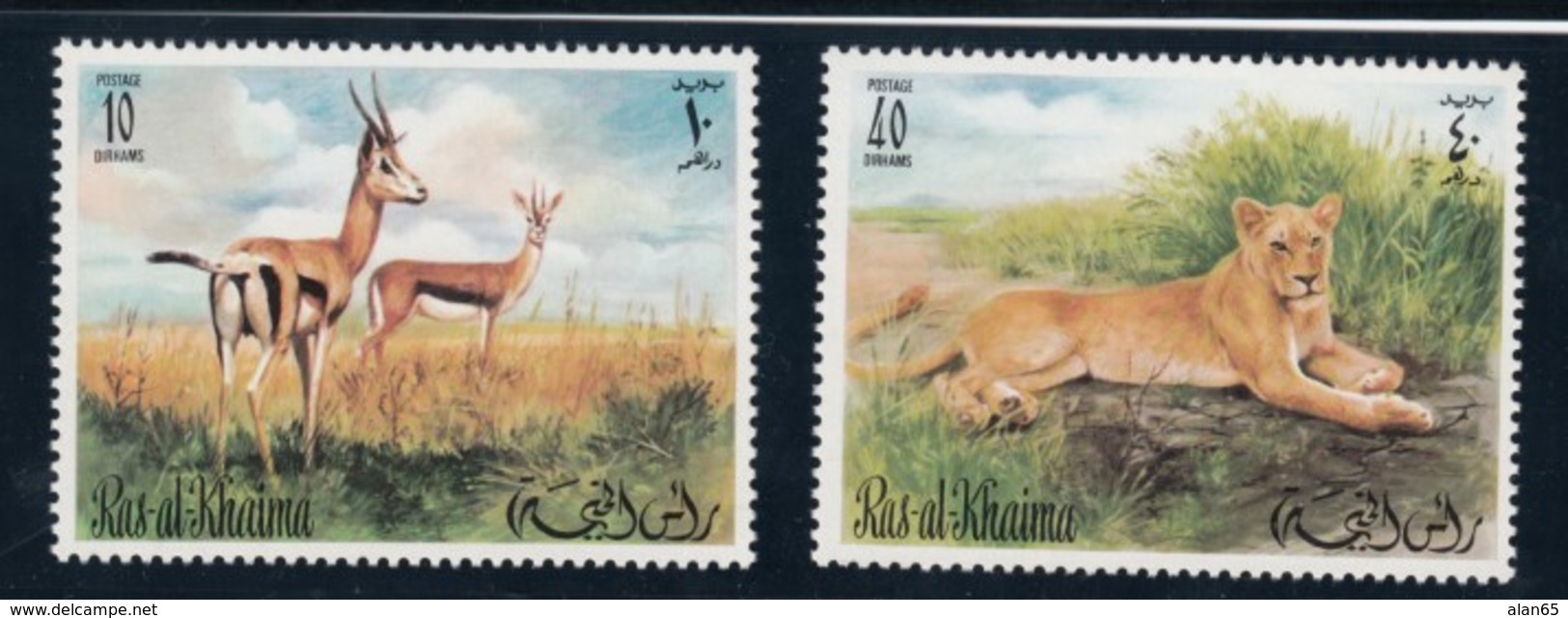 Ras Al-Khaimah Animal Theme, Lot Of 6 Stamps & 1 Mini Souvenir Sheet  1972 Issue Stamps - Ras Al-Khaima