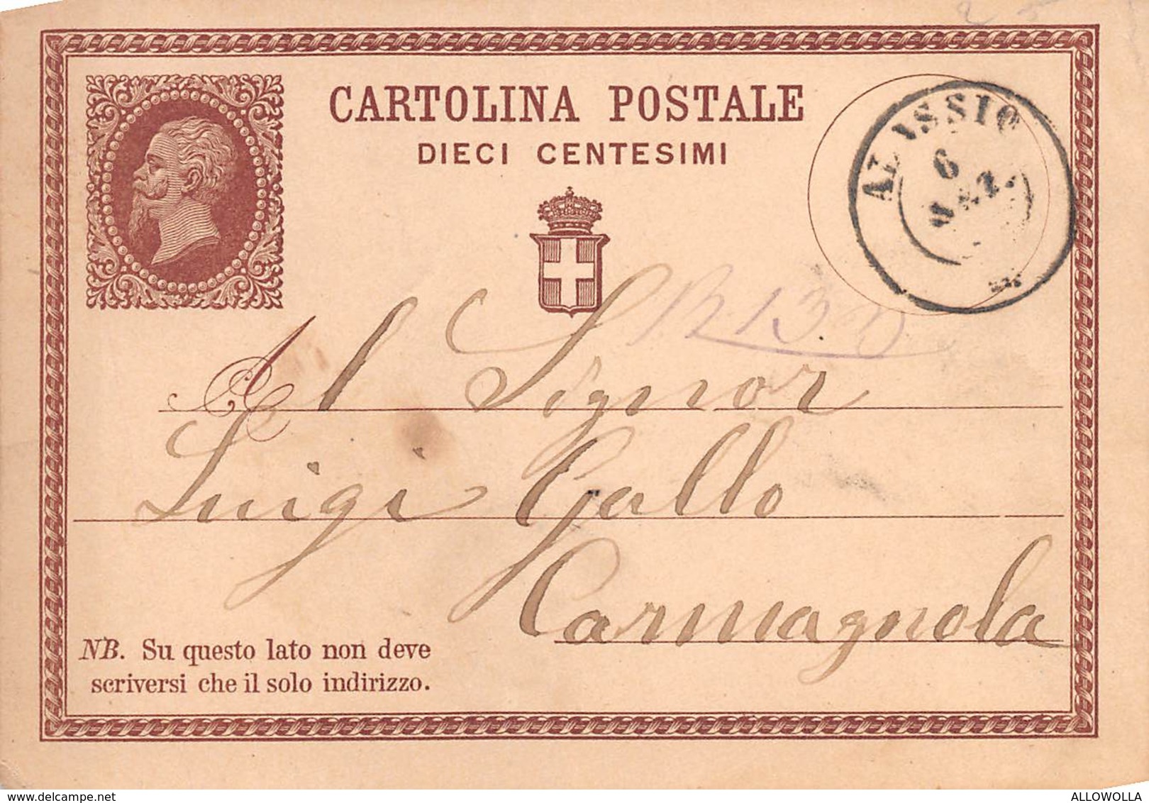 1385 "CARTOLINA POSTALE DA 10 CENTESIMI" CART. POST. ORIG. SPED. - Entero Postal