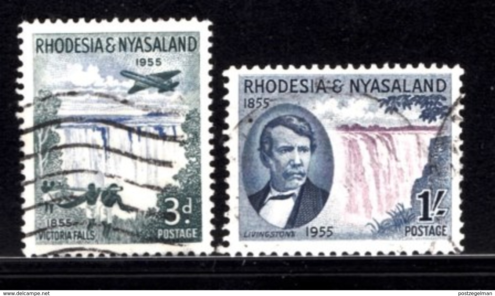 NYASSALAND, 1955, Cancelled Stamp(s), Victoria Falls Discovery, Mich 17-18, #nr. 504 - Rhodesien & Nyasaland (1954-1963)