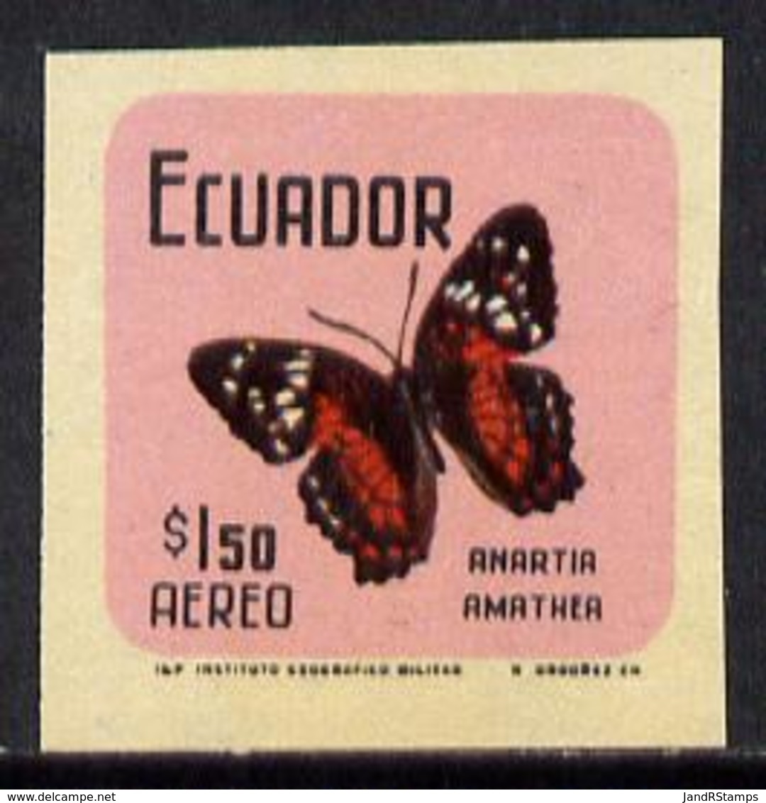 Ecuador 1970 Butterflies $1.50 (Anartia Amathea) U/m Imperf With Coloured Background (as SG 1389)* - Ecuador