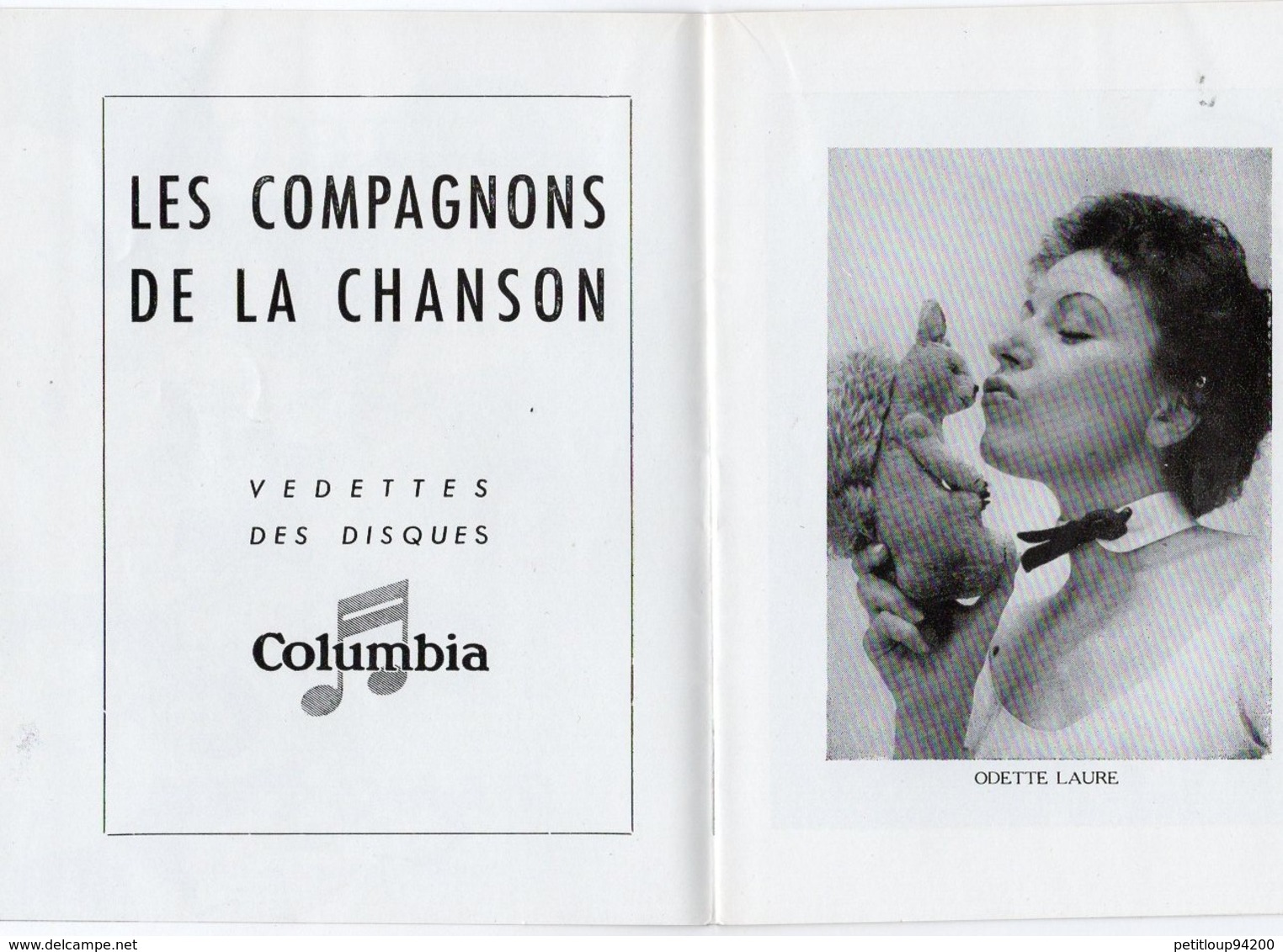 PROGRAMME LE MUSIC-HALL DE MONTPARNASSE *Les Compagnons De La Chanson *Odette Laure  St RAPHAEL Quinquina - Programmes