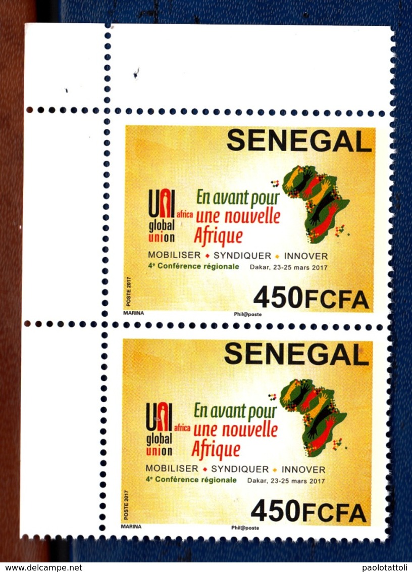 Senegal,2017- En Avant Pour Une Nouvelle Afrique. Block Of Two By 450FCFA. MintNH - Senegal (1960-...)