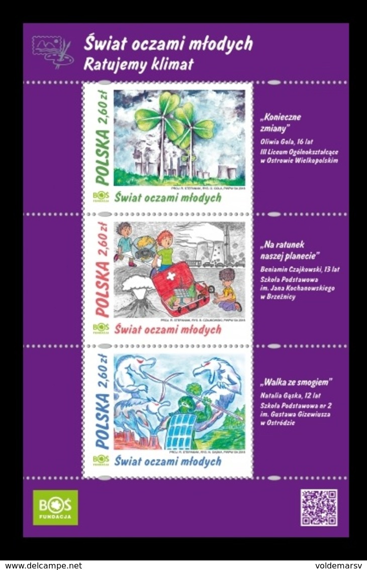 Poland 2018 Mih. 5015/17 (Bl.276) Children's Drawings. They Save The Climate MNH ** - Unused Stamps