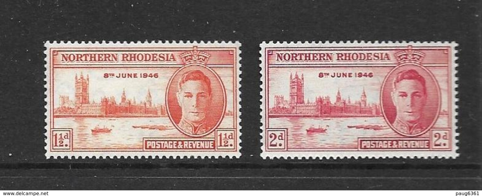 RHODESIE DU NORD 1946 VICTOIRE  YVERT N°38/39  NEUF MNH** - Northern Rhodesia (...-1963)