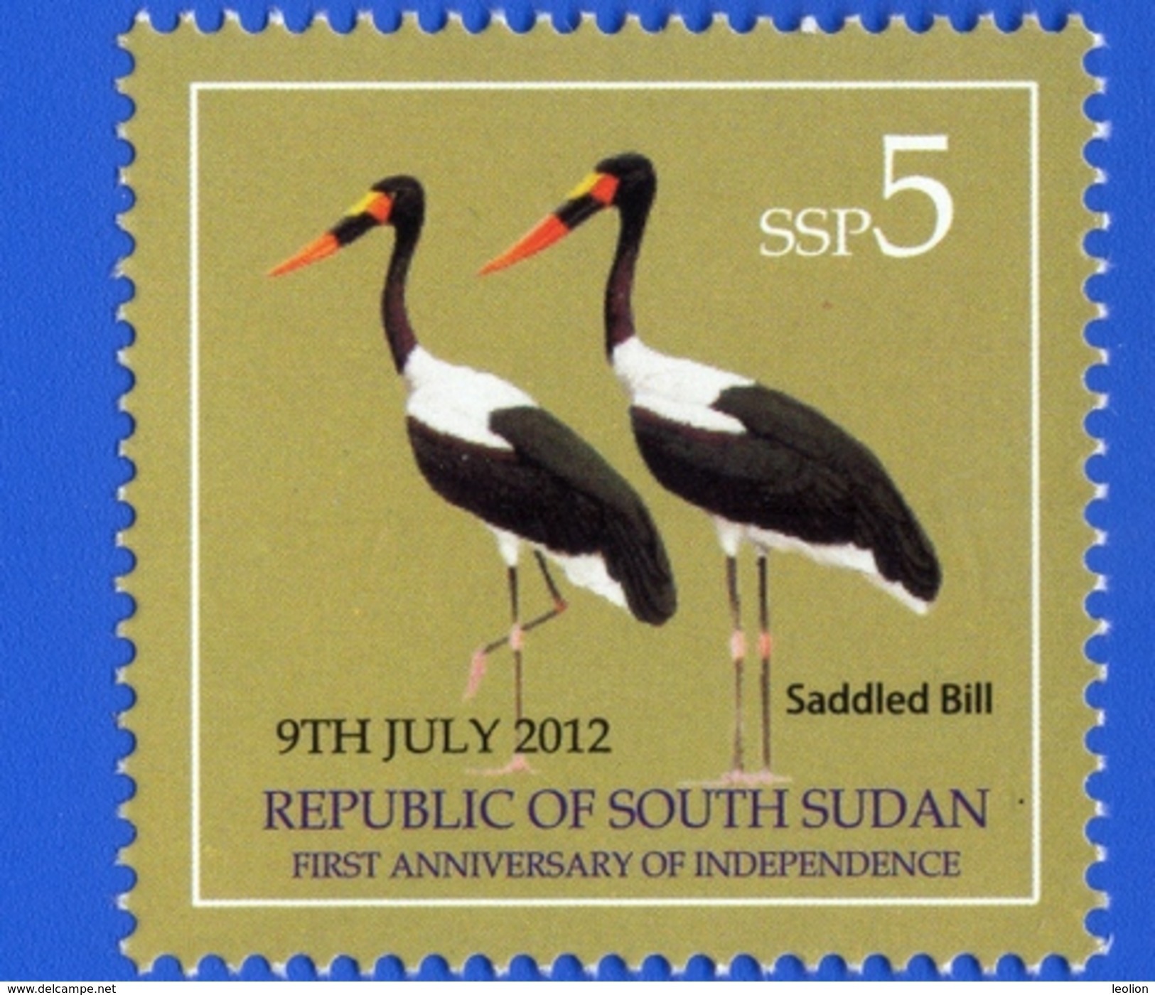 SOUTH SUDAN 2nd Issue = Süd-Sudan 5 SSP Saddle-billed Stork Birds Soudan Du Sud - South Sudan
