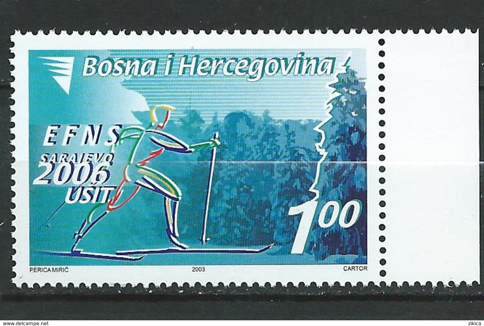 Bosnia And Herzegovina - 2003 Switzerland EFNS 2006 - Sarajevo, MNH - Sport/Skiing - Bosnie-Herzegovine
