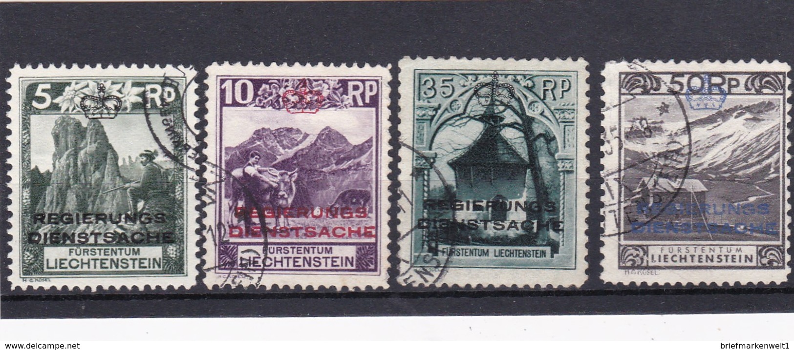 Liechtenstein, Dienst Nr.1,2,5,6, Gest. Mi. 116,- Euro (T 8390) - Service