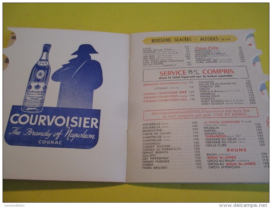 Grand Café Glacier/LA CANEBIERE/Tarif Des Consommations /Courvoisier/Ricard/Air France/Marseille/1955    MENU30 - Menükarten