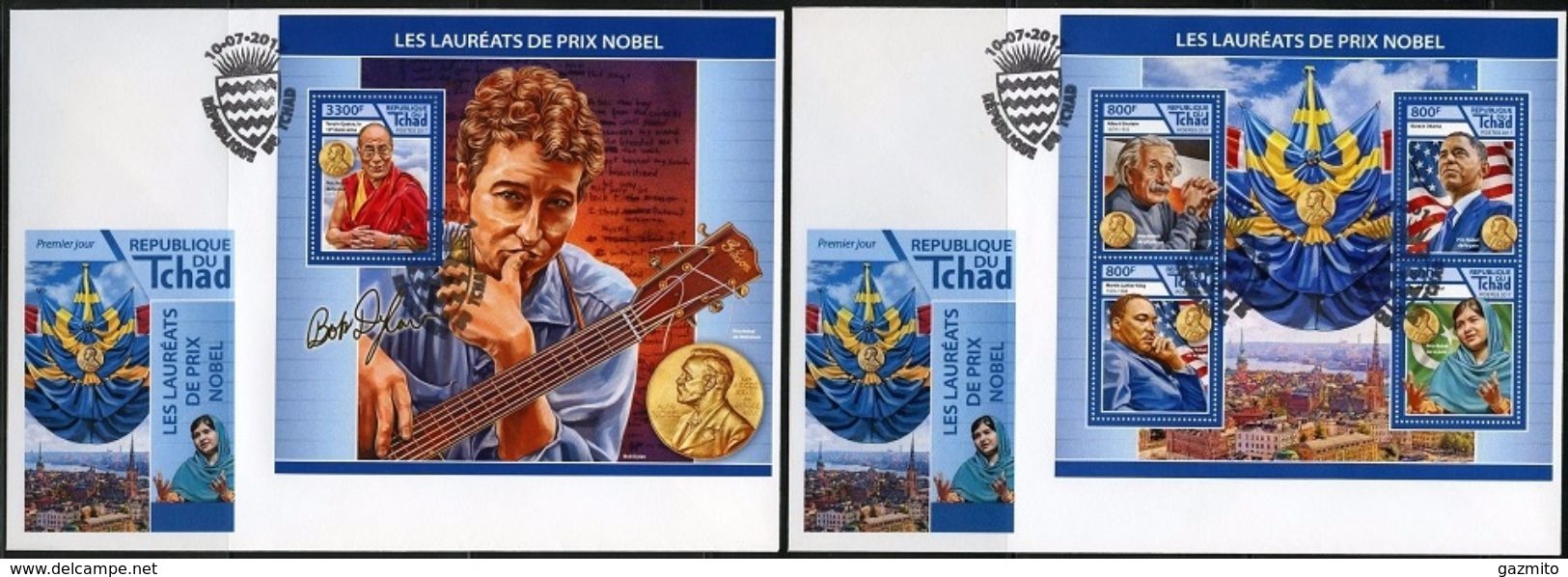Tchad 2017, Nobel Prices, Einstein, M.L.King, 4val In BF+BF In 2FDC - Martin Luther King