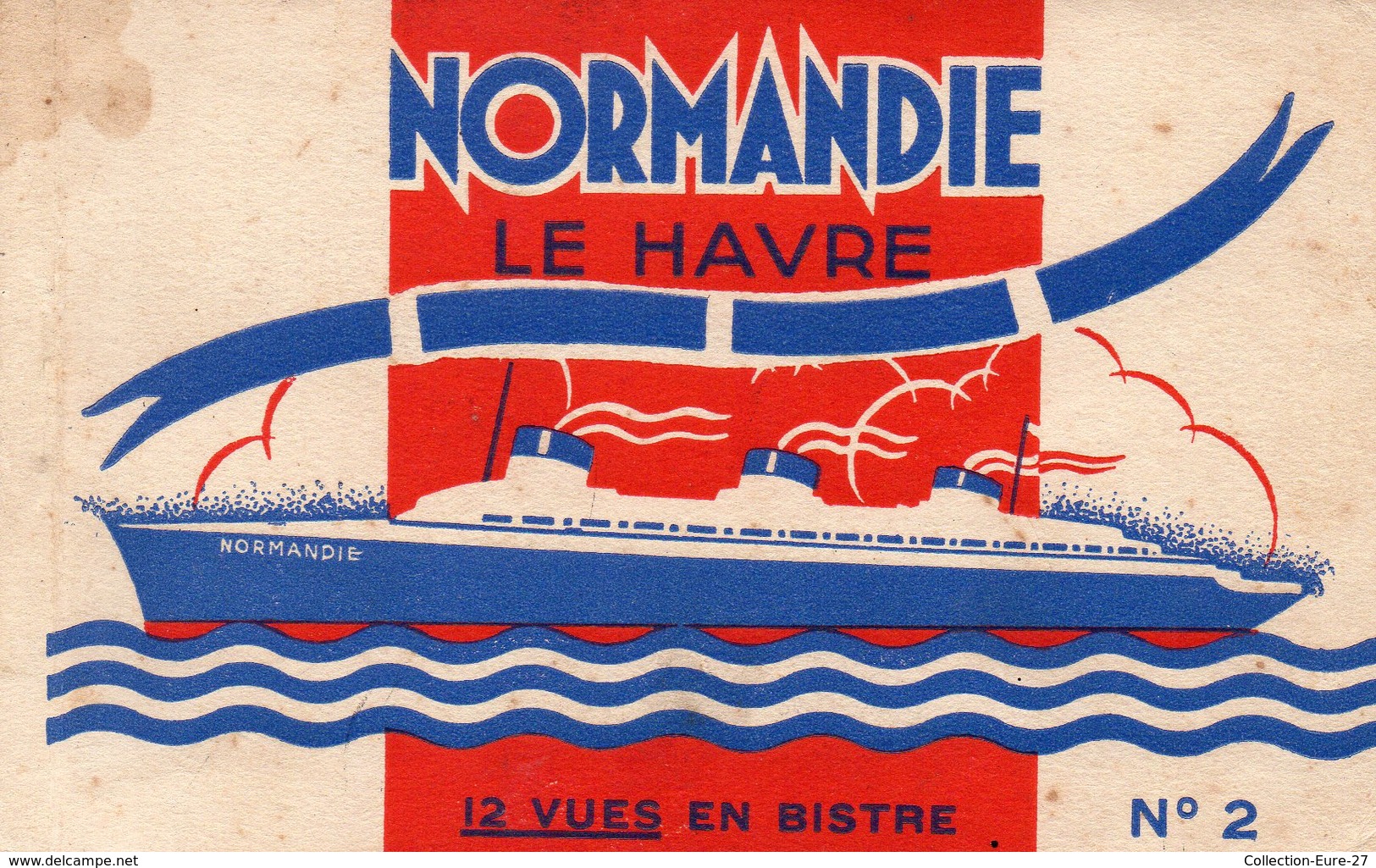 76-CARNET INCOMPLET DE 9 CPA LE HAVRE - PAQUEBOT LE NORMANDIE - Harbour