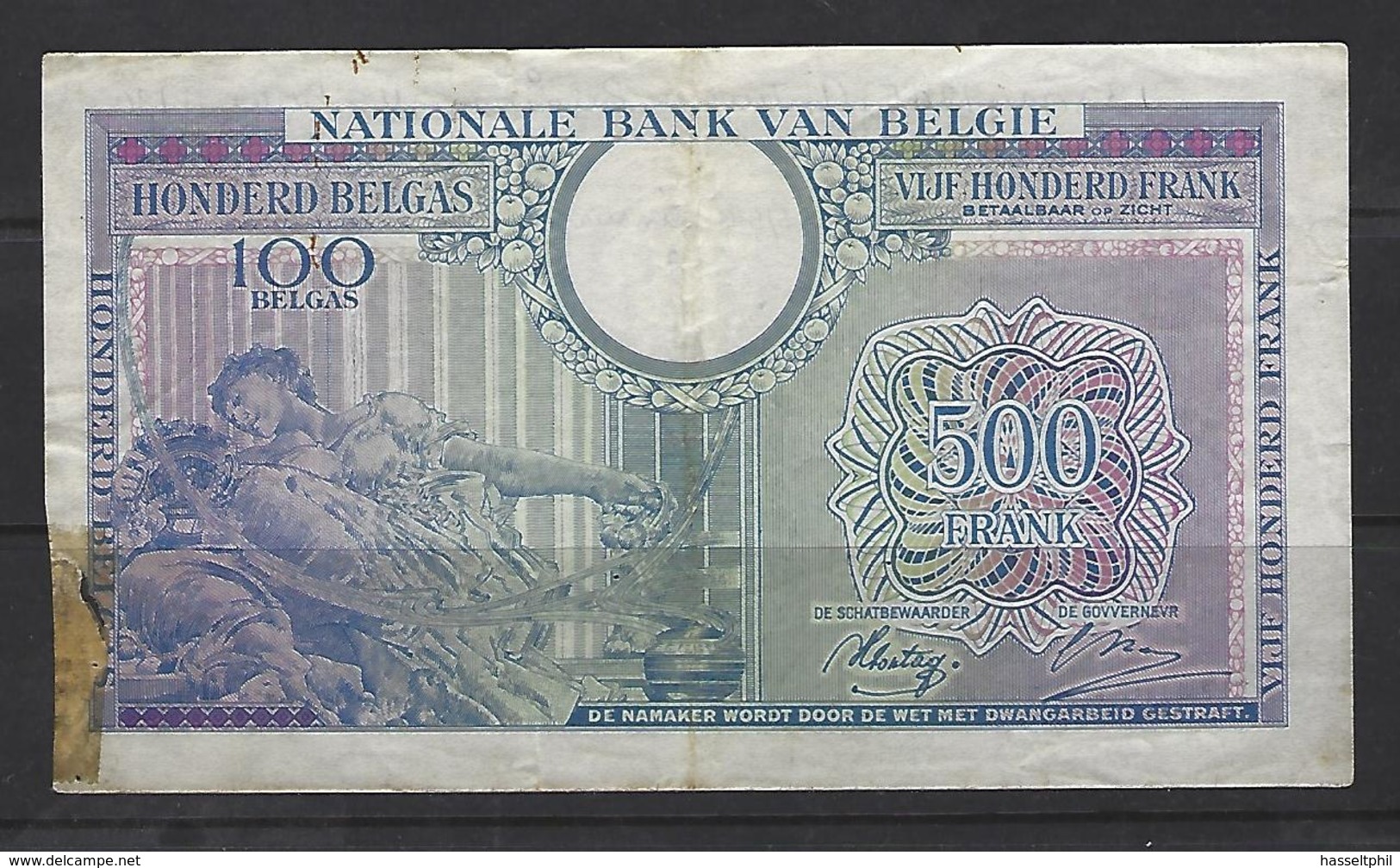 500 Frank - Francs = 100 Belgas  - Type Londen  M 81 - Zeer Fraaie Tot Mooie Staat - Stukje Weg Links - 500 Francos-100 Belgas