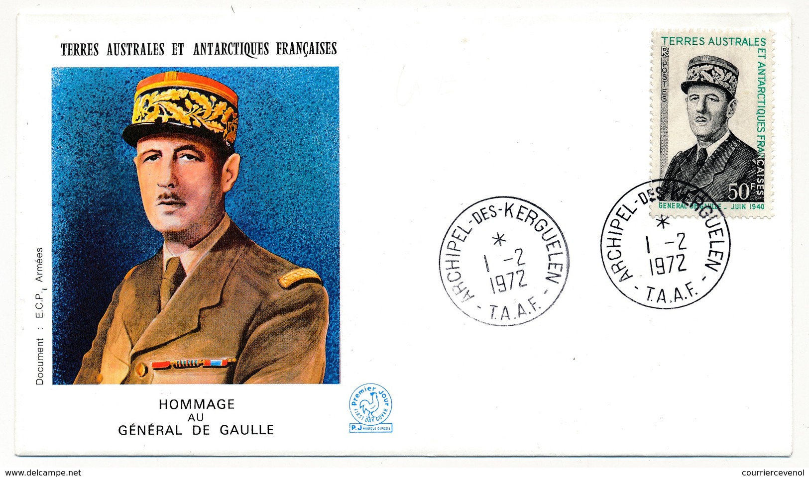 TAAF - 2 Enveloppes FDC - Général De Gaulle - Archipel Des Kerguelen / T.A.A.F - 1.2.1972 - FDC