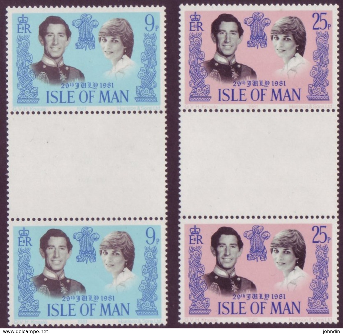 Isle Of Man 1981 Prince Charles And  Princess Diana Royal Wedding Gutter Pairs SG 202-203 - UM/MNH - IOM - Man (Eiland)