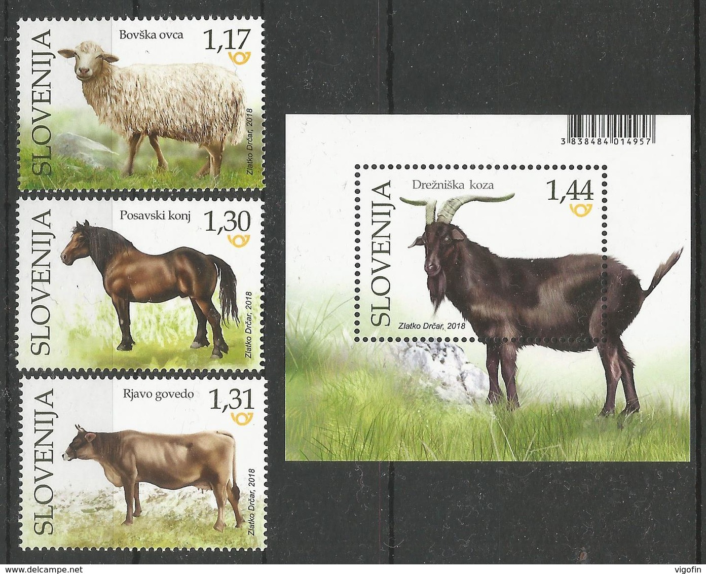 SI 2018-13 FAUNA, SLOVENIA, 1 X 3v + S/S, MNH - Slowenien