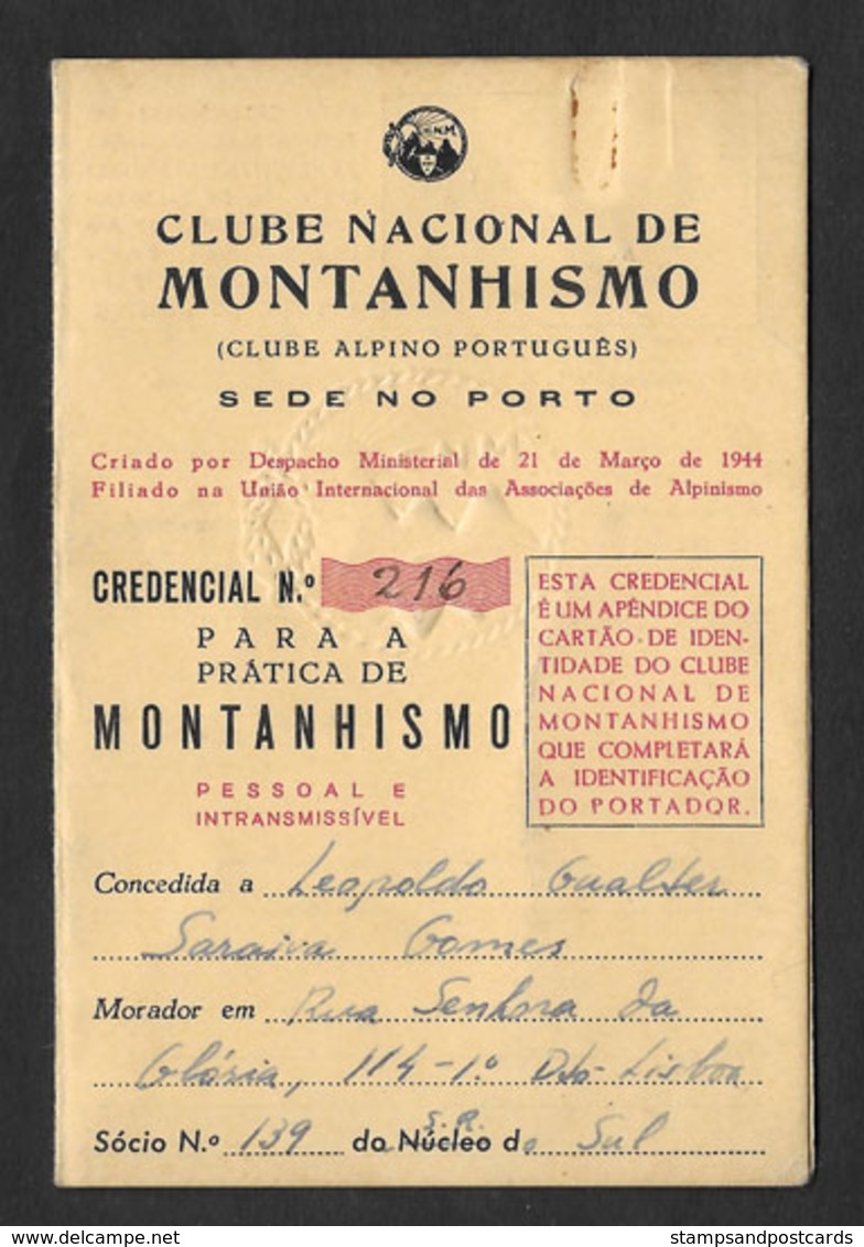 Portugal Carte Alpiniste 1957 Club Nationale De Alpinisme Clube Nacional De Montanhismo  Mountaineering ID Card - Gymnastics