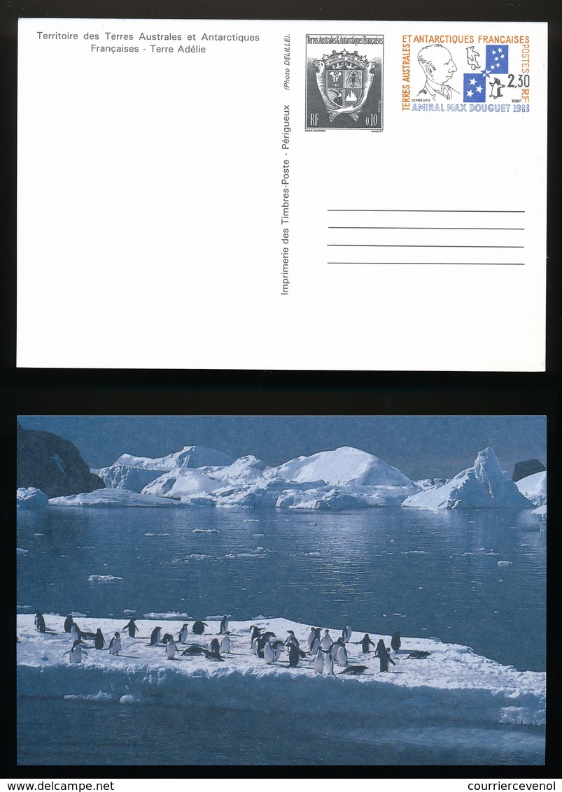 TAAF - Entier Postal - (Carte Postale) Armoiries / Amiral Max Douguet 1988 - Entiers Postaux
