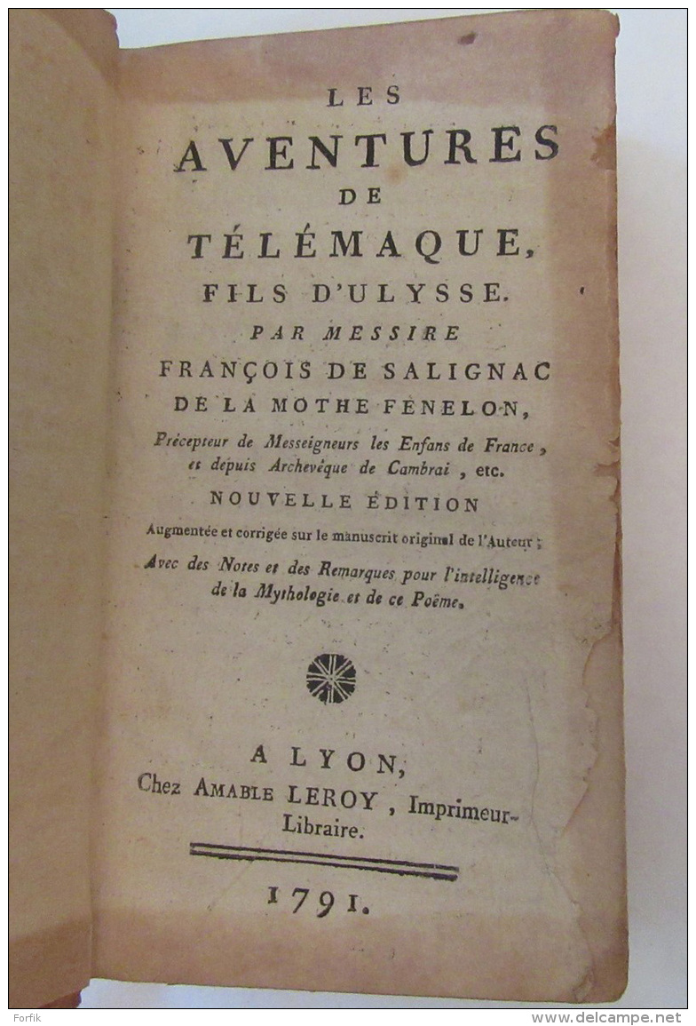 François De Salignac De La Mothe Fénelon - Les Aventures De Télémaque, Fils D'Ulysse - 1791 - Plusieurs Gravures - 1701-1800