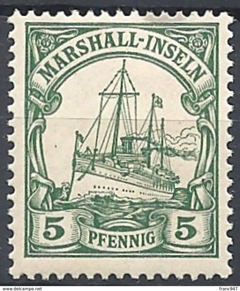 Marshall Isl. 1901 Kaiser's Yacht, 5pf Green # Michel 14 - Scott 14 - Yvert 14  USED - Marshall