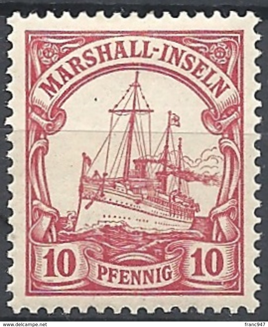 Marshall Isl. 1901 Kaiser's Yacht, 10pf Carmine # Michel 15 - Scott 15 - Yvert 15  USED - Marshall