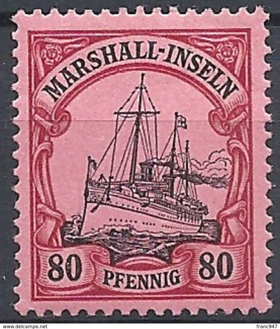 Marshall Isl. 1901 Kaiser's Yacht, 80pf Lake & Blk, Rose # Michel 21 - Scott 21 - Yvert 21  USED - Marshall