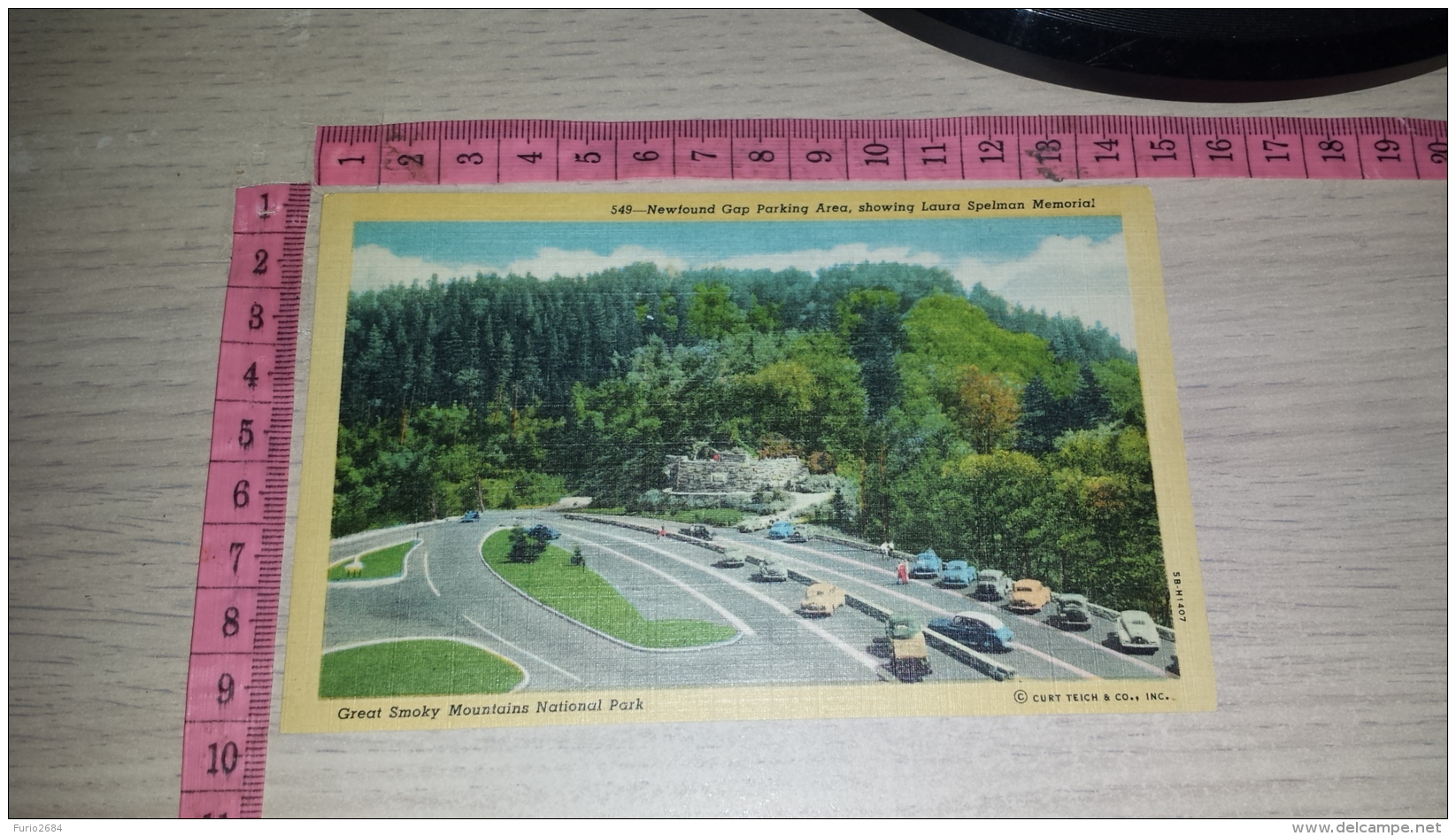 C-61088 GREAT SMOKY MOUNTAINS NATIONAL PARK NEFOUND GAP PARKING AREA SHOWING LAURA SPELMAN MEMORIAL - Smokey Mountains