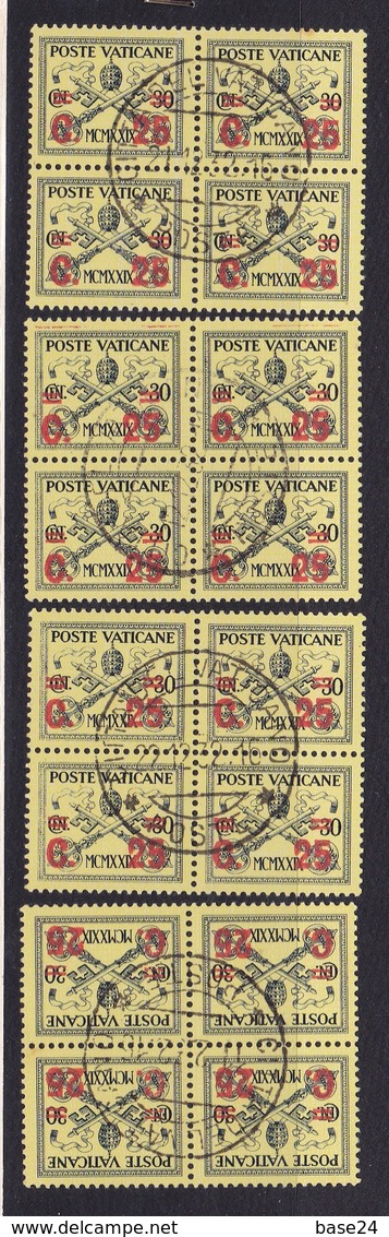 1931 Vaticano Vatican GIALLINO 16 Serie Usate USED: 4 Quartine 4 Bl.4 - Postpakketten