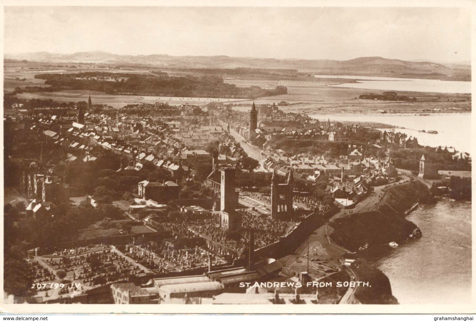 2 Postcards Scotland Fife St Andrews From The South Aerial ? RPPC & From The Sands Unposted & Posted 1947 - Fife