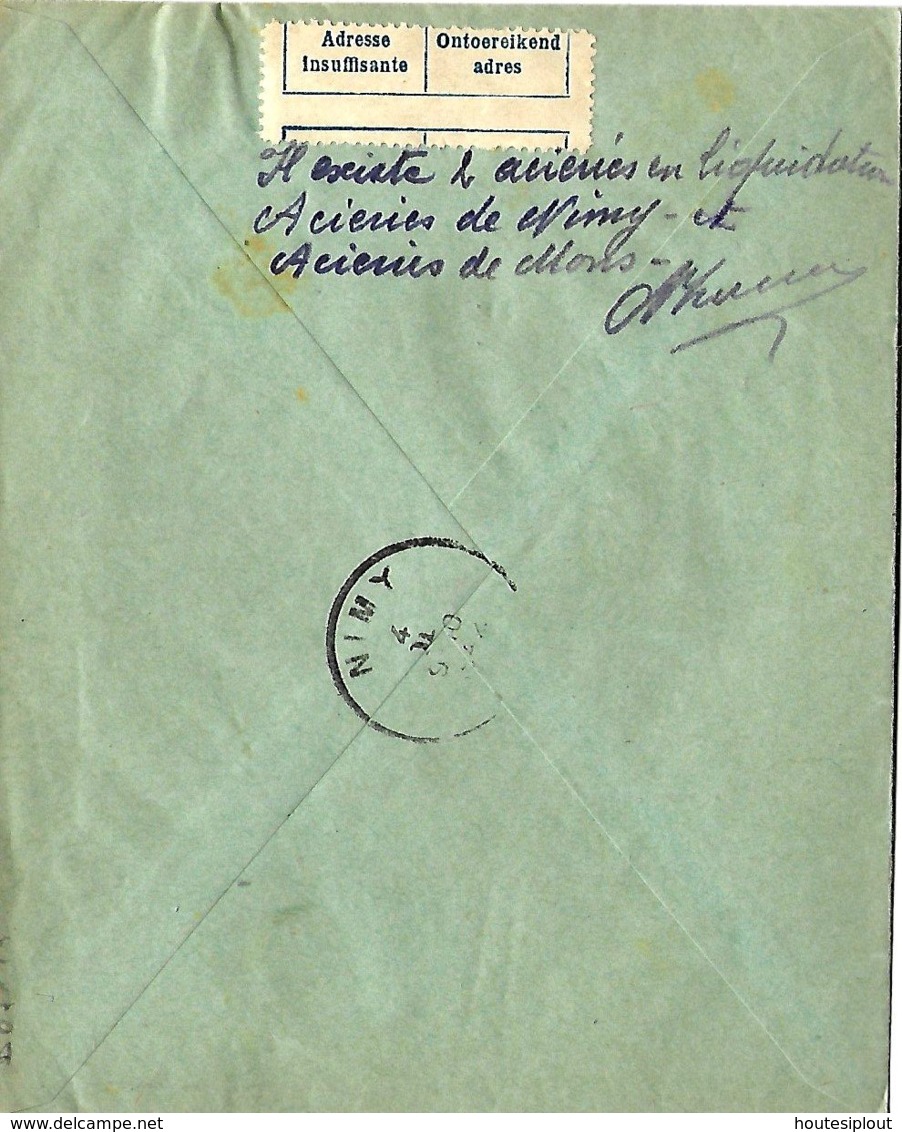 Belgique TP 531 L. Rec. Mons 1 > Nimy   Adresse Insuffisante + Le Récéipissé   1942 - Lettres & Documents