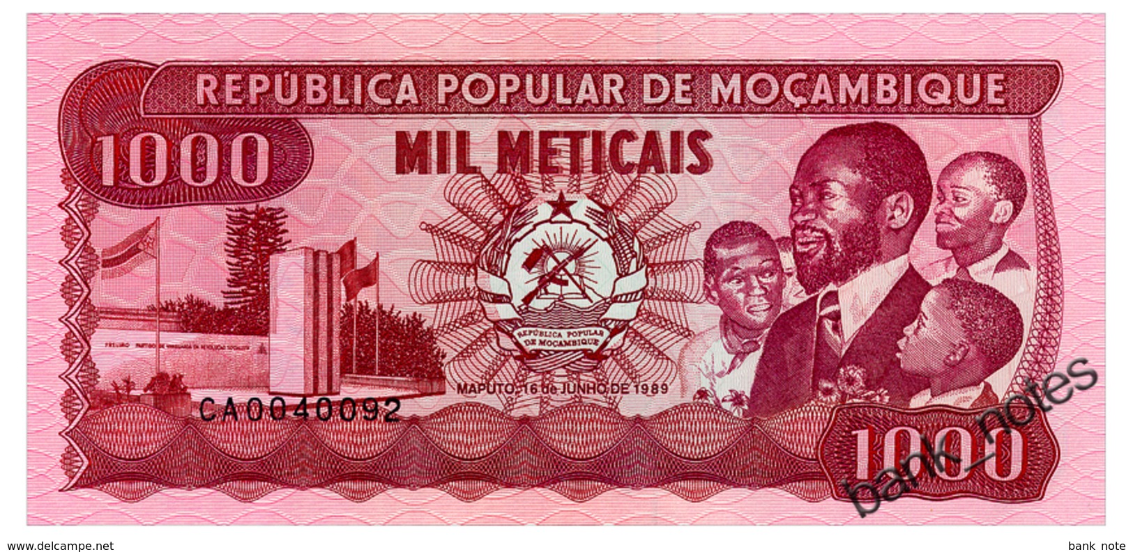 MOZAMBIQUE 1000 METICAIS 1989 Pick 132c Unc - Mozambique