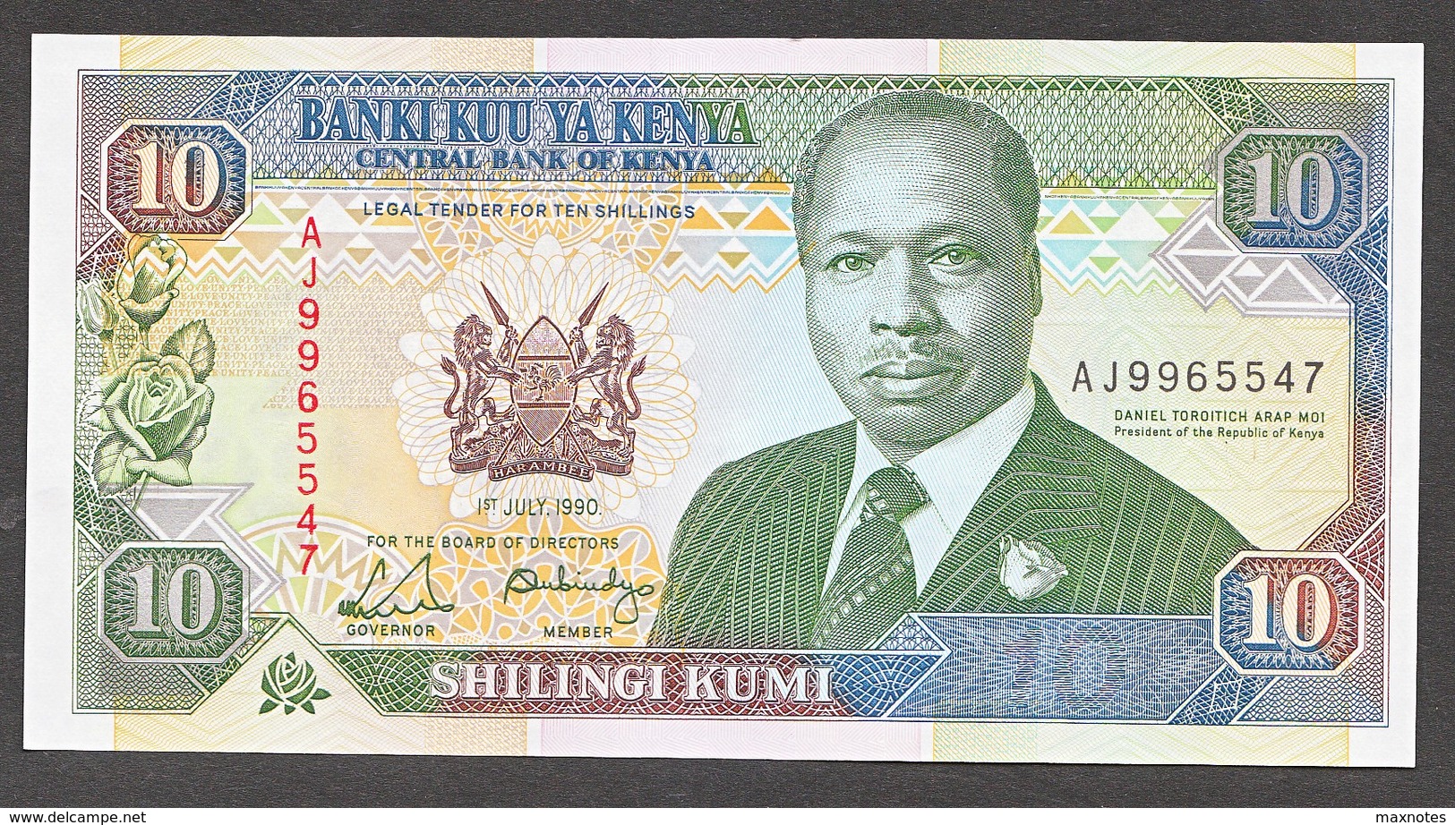 KENYA.  : 10 Schillings - 1990 - P24b - UNC - Kenya