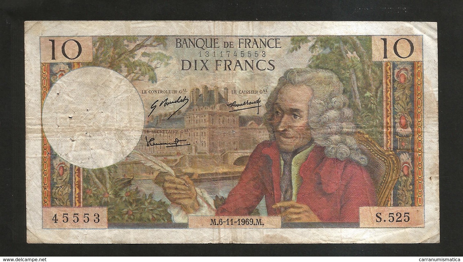 FRANCE - BANQUE De FRANCE - 10 Francs VOLTAIRE ( M. 6 / 11 / 1969 ) Serie: S. 525 - 10 F 1963-1973 ''Voltaire''