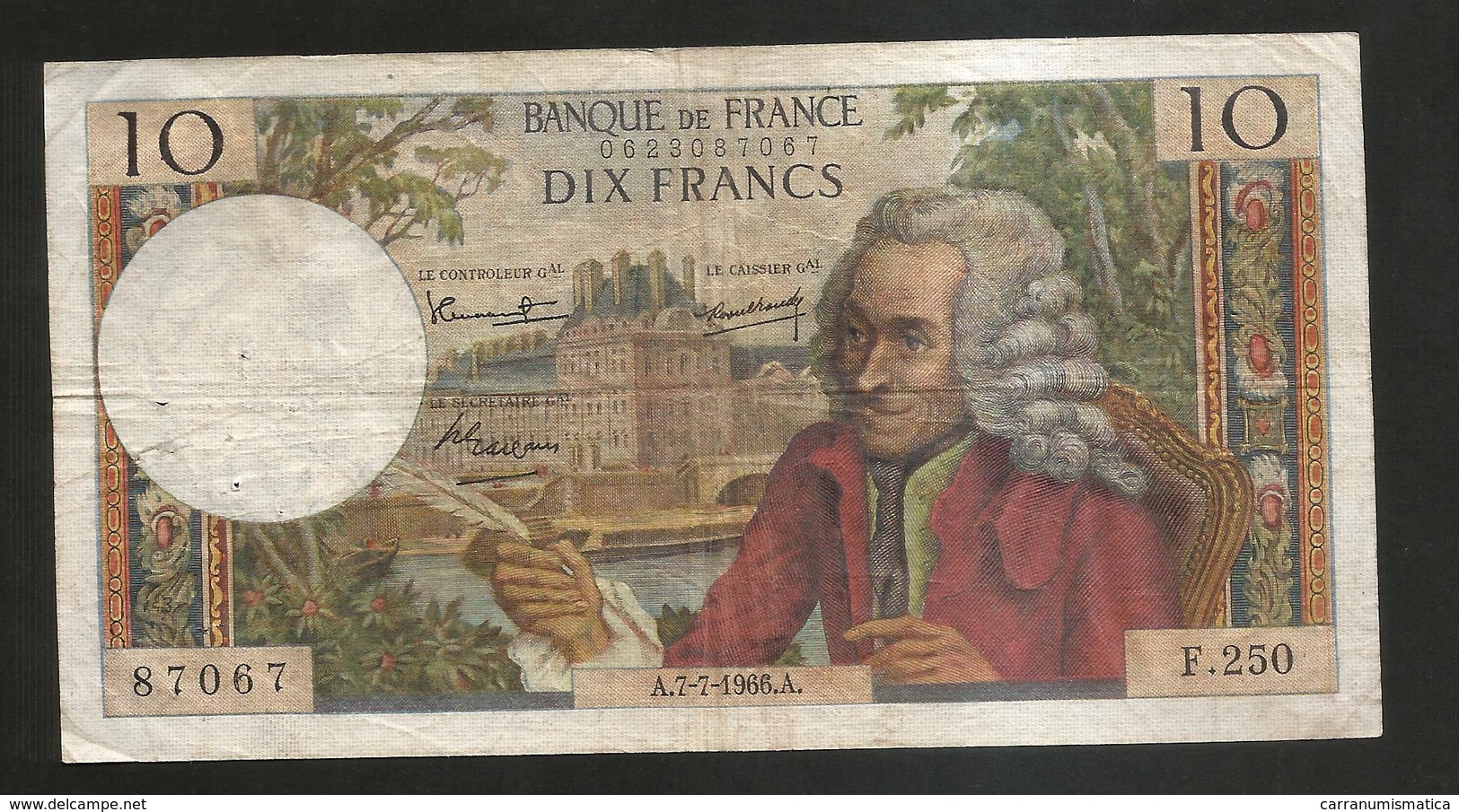 FRANCE - BANQUE De FRANCE - 10 Francs VOLTAIRE ( A. 7 / 7 / 1966 ) Serie: F. 250 - 10 F 1963-1973 ''Voltaire''