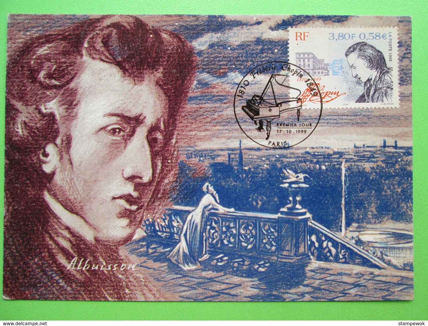 1999 Joint France / Poland - Chopin Death 150th Anniversary - French FDC Postcard - Joint Issues