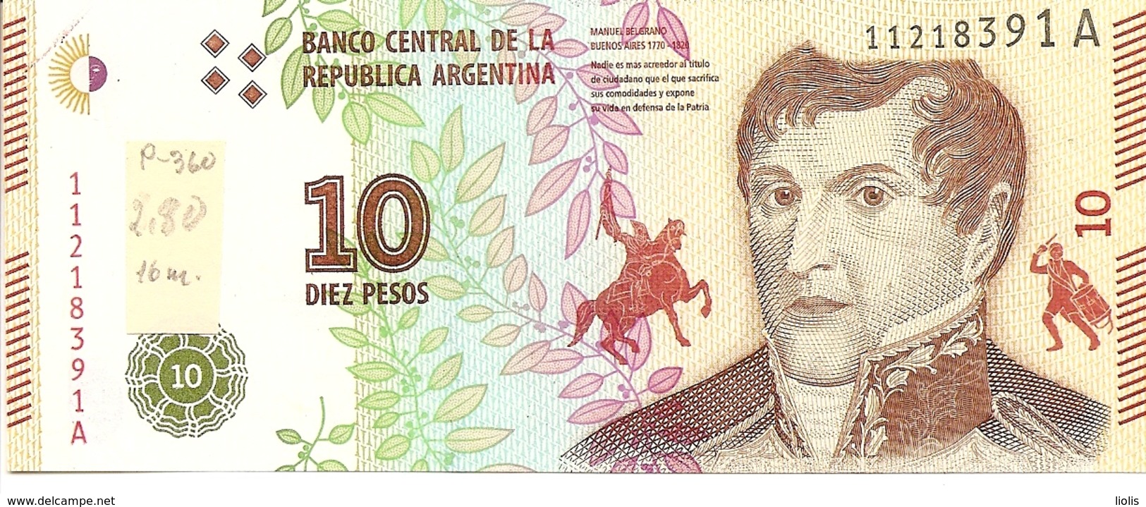 Argentina  P-360  10 Pesos  2016   UNC - Argentine