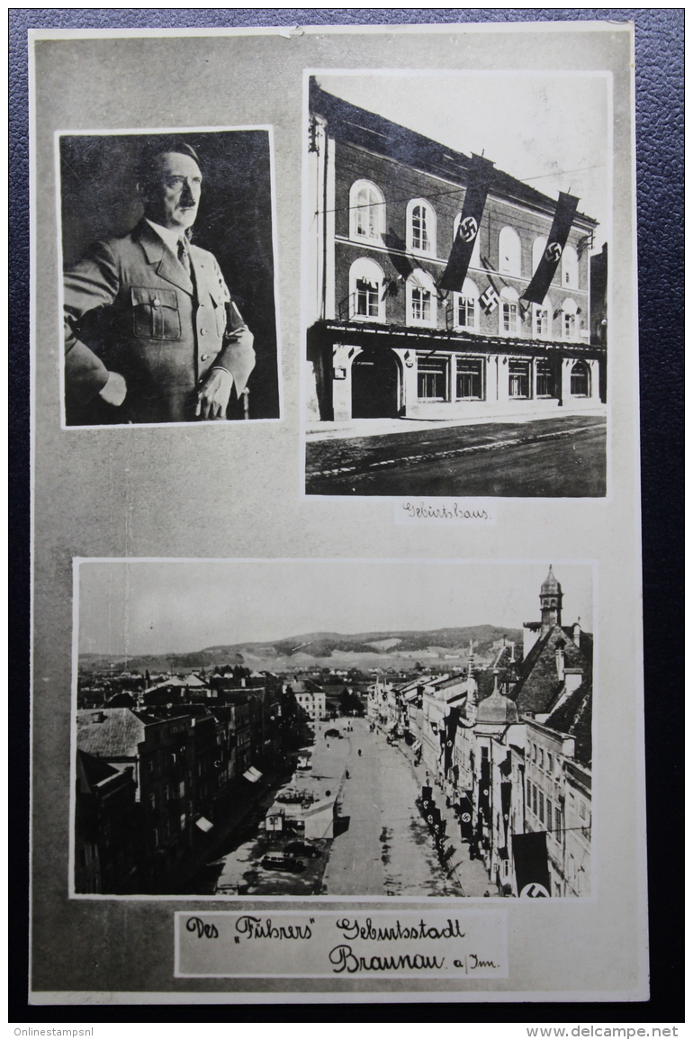 Austria: Anschluss Postkarte Des Fuhress Geburtsstadt Braunau  20-4-38 - Briefe U. Dokumente