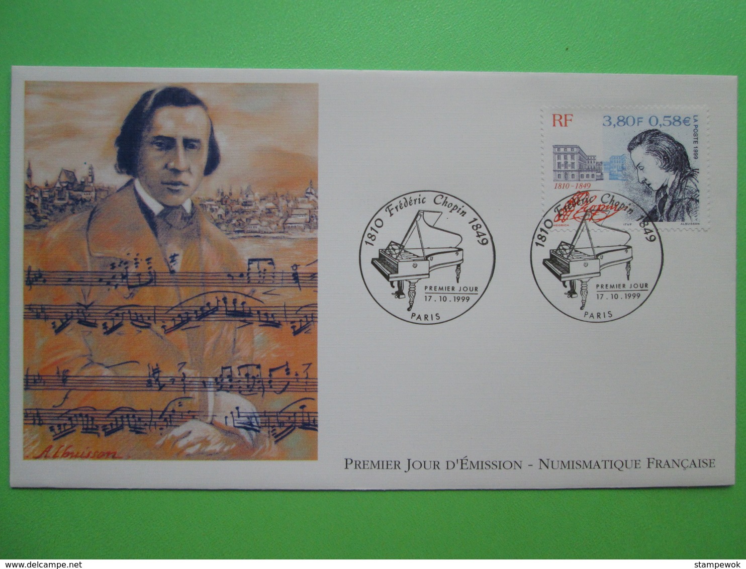 1999 Joint France / Poland - Chopin Death 150th Anniversary - French-origin "Numismatique Francaise" French FDC - Emisiones Comunes