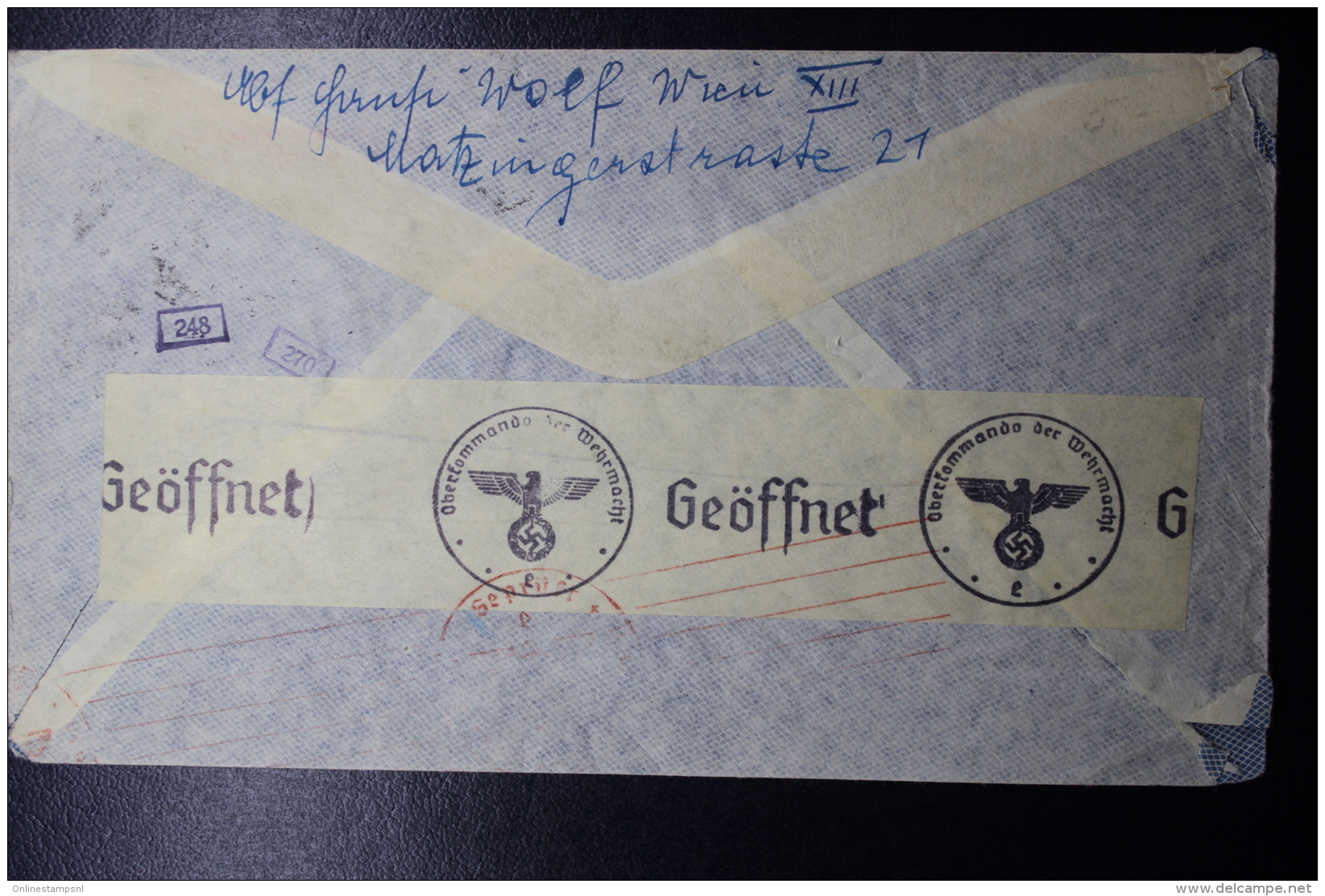 Austria: Anschluss Luftpost Cover Wien -&gt; Hollywood Caifornia Mi 711 + 776 + 778 19-5-1941 - Briefe U. Dokumente
