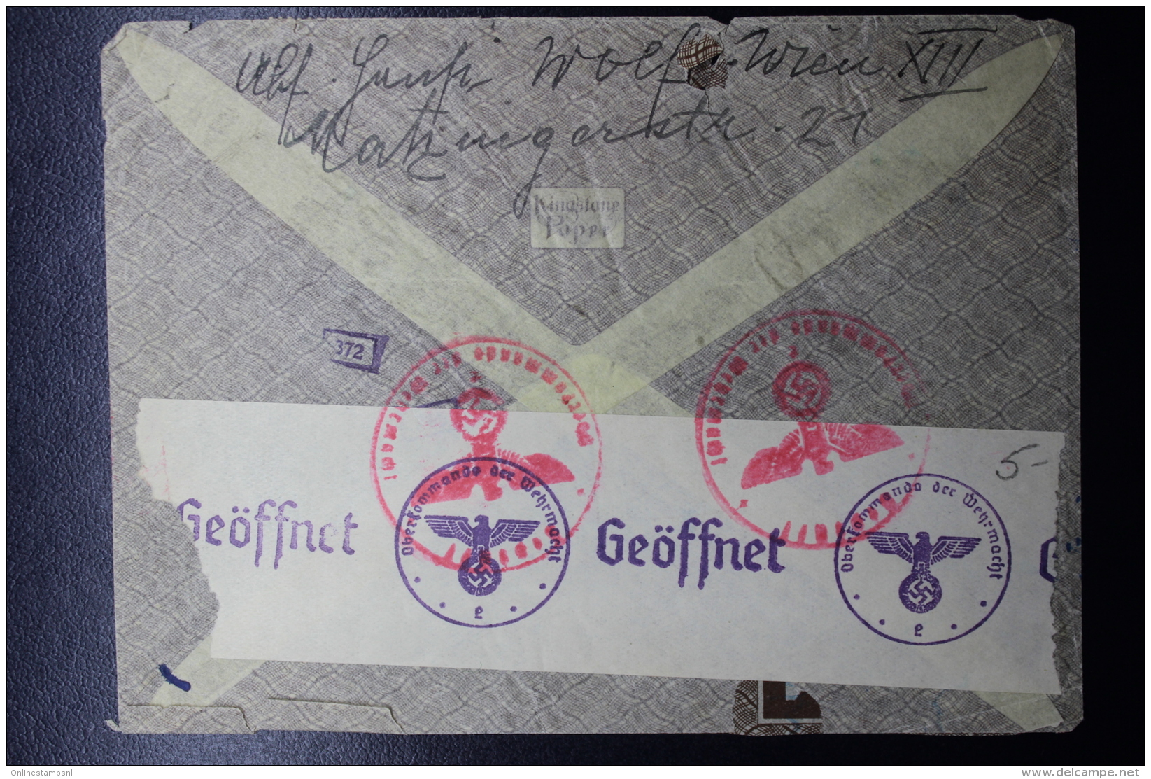 Austria: Anschluss Luftpost Cover Wien -&gt; Hollywood Caifornia Mi 803 + 808+809 15-10-1941 - Briefe U. Dokumente