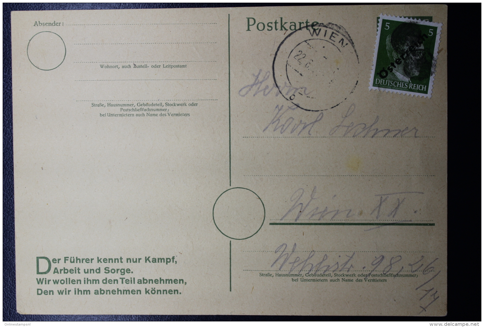 Austria: Postkarte P 313 Mit Briefmark Und Text Nicht Geschwärzt - Andere & Zonder Classificatie