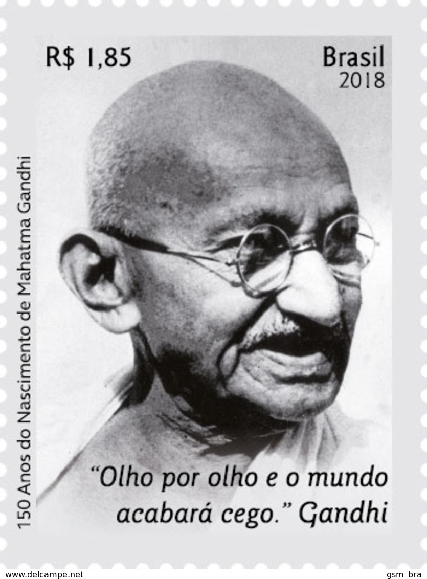 BRAZIL 2018 - 150 Years Of The Birth Of Mahatma Gandhi. MNH - Peace, India, Famous People And Phrase. - Mahatma Gandhi