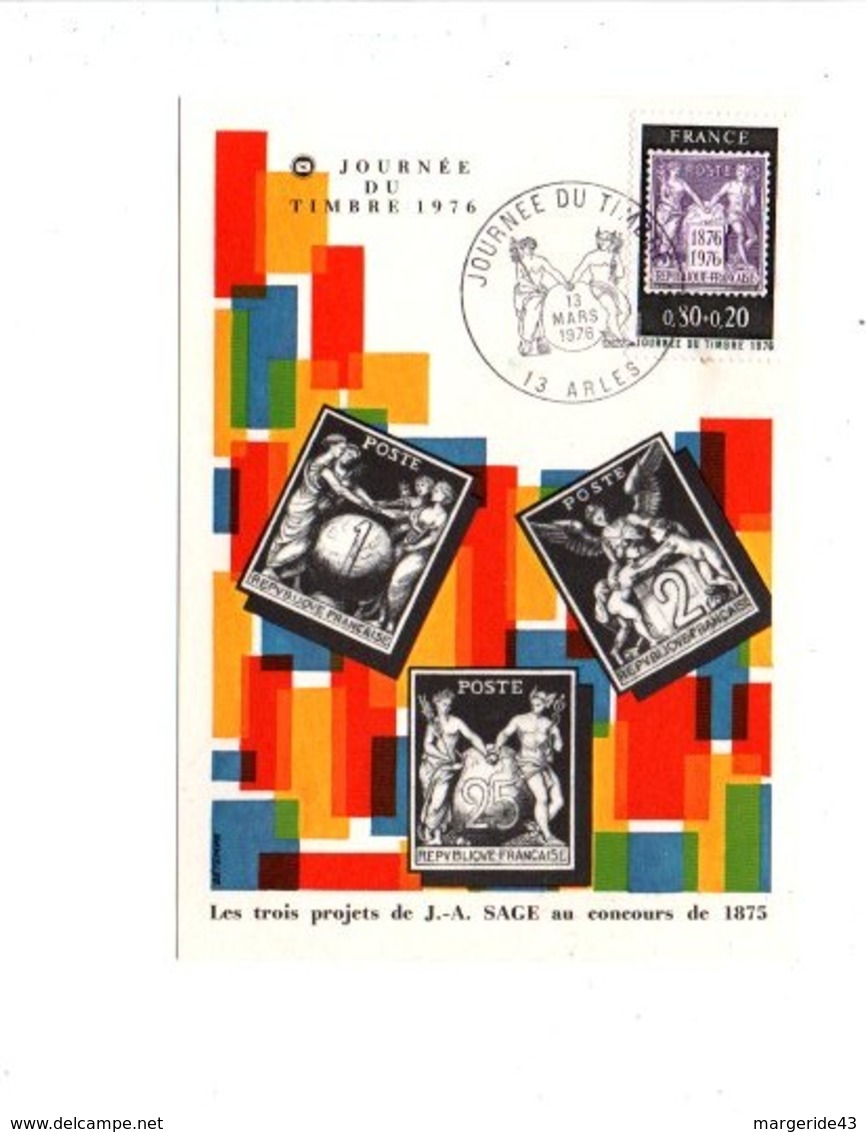 CARTE MAXIMUM 1976 JOURNEE DU TIMBRE  - TYPE SAGE - ARLES - 1970-1979