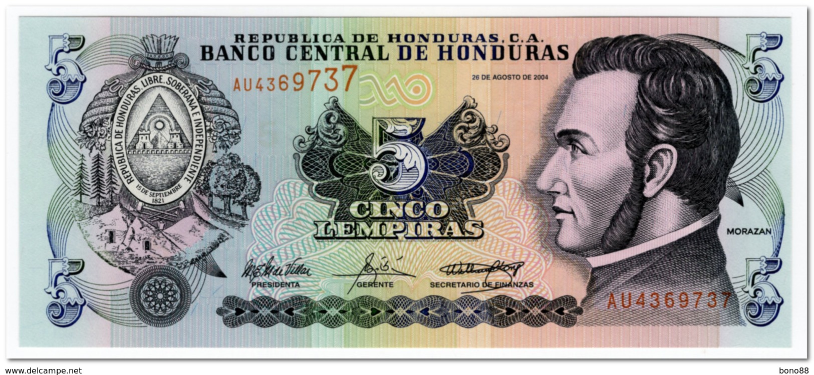 HONDURAS,5 LEMPIRAS,2004,P.85,UNC - Honduras