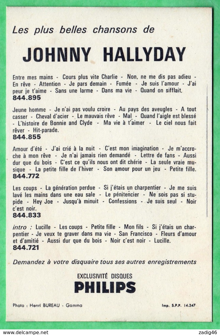 JOHNNY HALLYDAY - LES PLUS BELLES CHANSONS - FORMAT 9 X 14 CM. 2 SCANS - Artistes