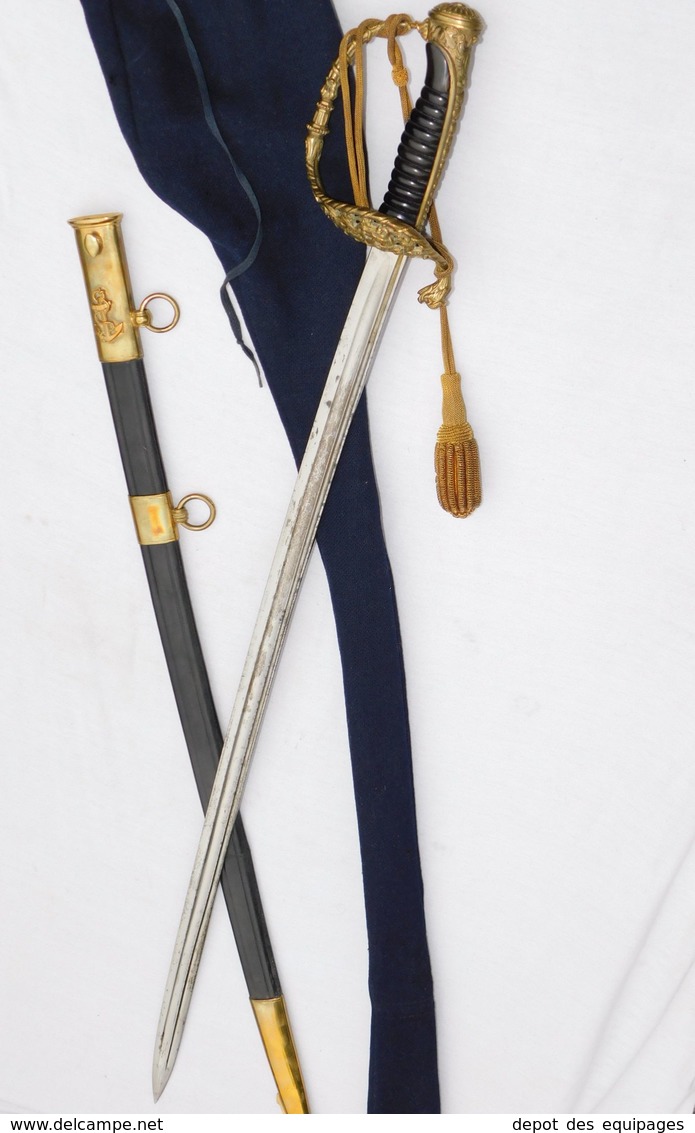 TRES BEAU SABRE  OFFICIER SUPERIEUR De MARINE - Modèle 1837 - III° REPUBLIQUE - Armas Blancas