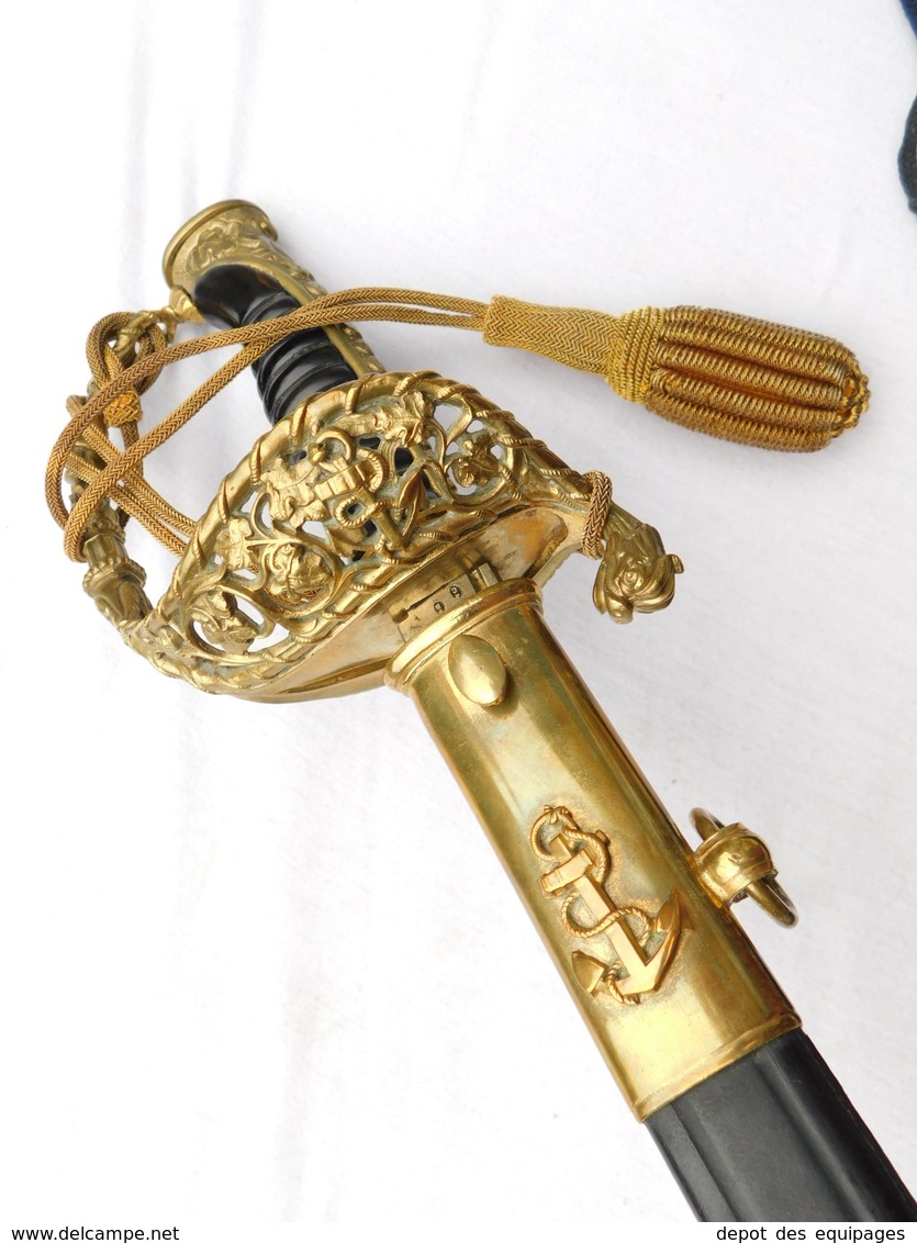 TRES BEAU SABRE  OFFICIER SUPERIEUR De MARINE - Modèle 1837 - III° REPUBLIQUE - Armas Blancas