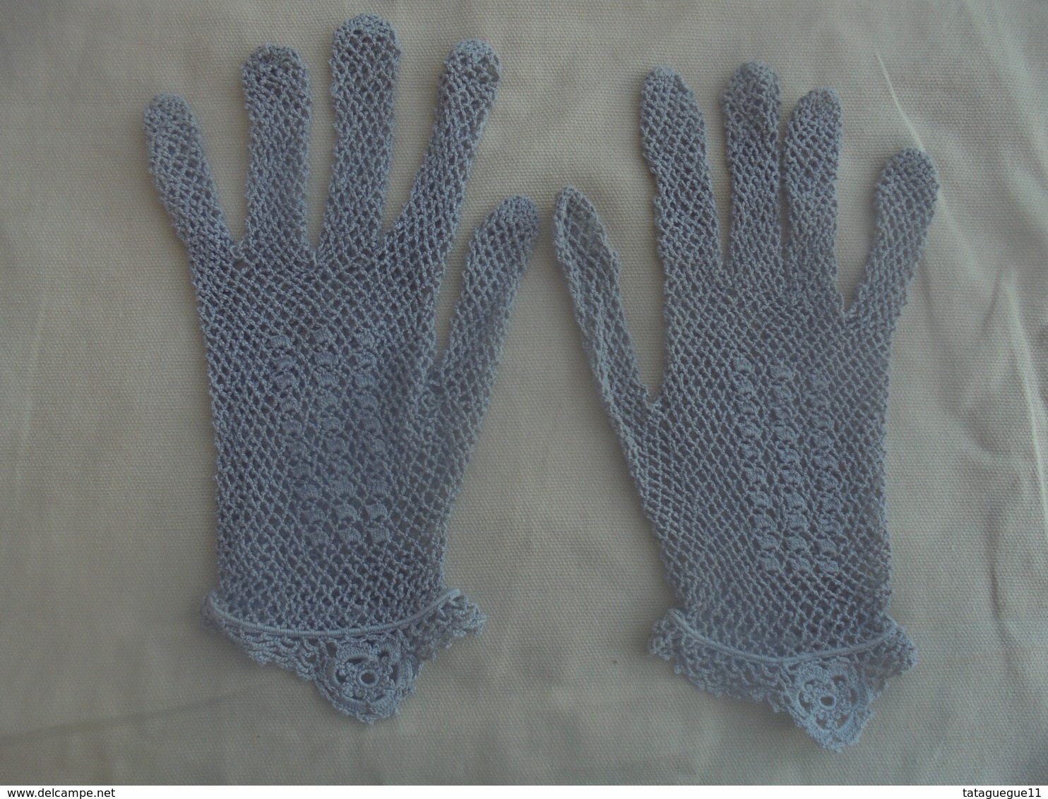 Ancien - Paire De Gants Filet Gris Pour Femme Années 50 - 1940-1970